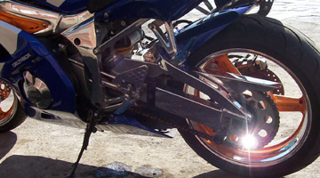 Custom motorcycle wheel finish