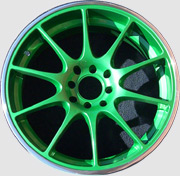 Refinished alloy wheel with baked painted finish